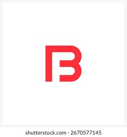 Logotipo rojo moderno de la marca de letras de FB con diseño negativo del espacio