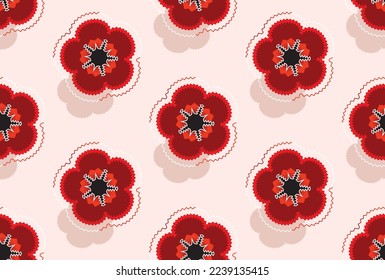 modern red flower pattern vector