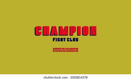 Modern red font, stencil 3d alphabet, creative sport letters and numbers, vector illustration 10eps
