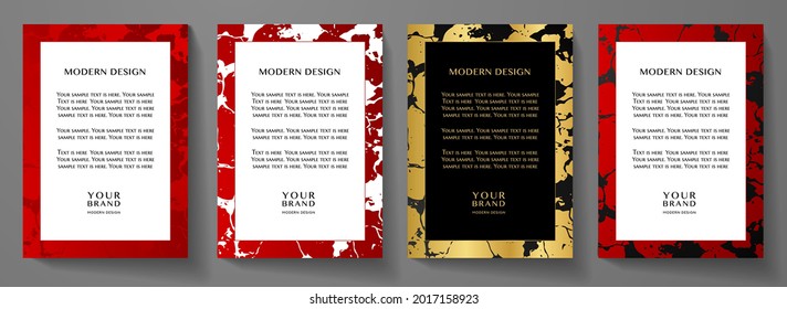 Modern red frame design set (collection). Premium vector layout background with luxury pattern for certificate, business catalog, brochure template, menu