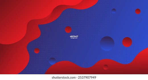 Modern red geometric business banner design. Creative banner design with wave and line shape as template. Simple horizontal banner with blue background. Eps10