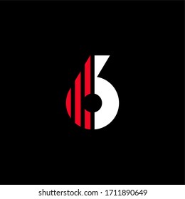 Modern Red Geometric Vector Logo Number 6. 6 Number Stripes Design Vector