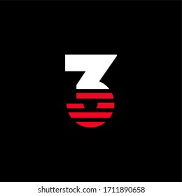 Logotipo moderno de vectores geométricos rojos número 3. Vector de diseño de bandas de 3 números