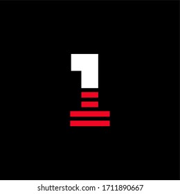 Modern Red Geometric Vector Logo Number 1. 1 Number Stripes Design Vector