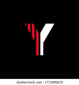 Modern Red Geometric Vector Logo Letter Y. Y Letter Stripes Design Vector