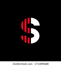 Carta S con el logotipo del vector geométrico rojo moderno. Vector de diseño de franjas S