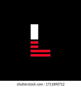 Modern Red Geometric Vector Logo Letter L. L Letter Stripes Design Vector