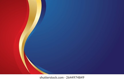 Onda de oro rojo moderno en diseño de fondo azul para certificado