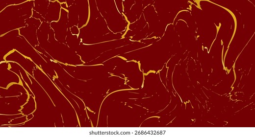 Modern red and golden maroon background.  Gold marble texture. Golden veins