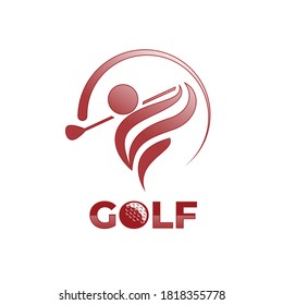 Modern Red Golf Logo Concept Logo Template