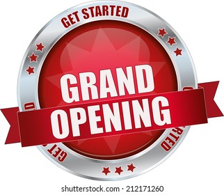 modern red grand opening sign