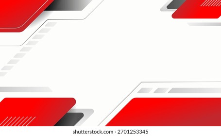 Modernes abstraktes geometrisches Vektorhintergrunddesign in Rot und Grau für Technologie, Präsentation, Banner oder Unternehmensvorlagen