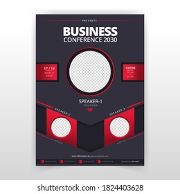 Modern red and gray corporate business conference poster design. use in leaflet, catalog or magazine, book or brochure, booklet or flyer, poster or banner. vector template in A4 size.