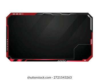 Modern red and gray tech overlay stream gamer template screen isolated