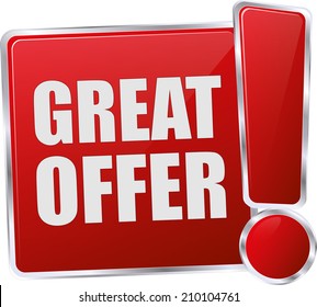 modern red great offer sign