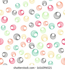 Modern red green circle rings textile print. Round shape geometric elements vector seamless pattern. Circle rings textile design for clothes or interior design.