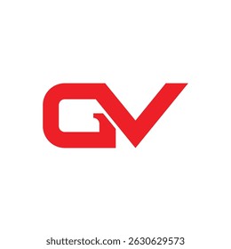 Modern Red GV or VG Monogram Logo Design