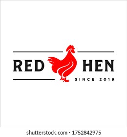 Modern Red Hen Logo Design Template