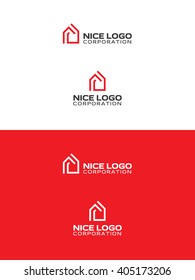 Modern Red House Logo, Real Estate Logotype