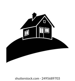 Modern Red House Vector Illustration. Explore this isolated flat vector illustration of a red house with a dark roof and surrounding trees.