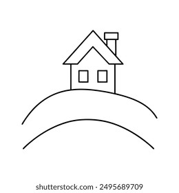 Modern Red House Vector Illustration. Explore this isolated flat vector illustration of a red house with a dark roof and surrounding trees.