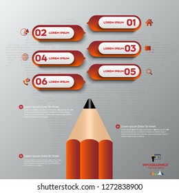 Modern Red Infographics 6 Options Steps Stock Vector (Royalty Free ...