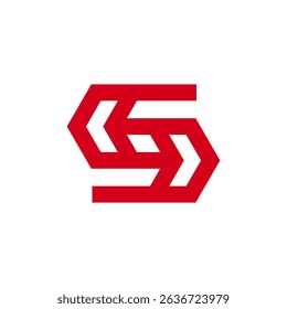 Modern Red Letter S or Abstract Arrow Chain Logo Design