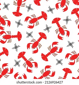 Modern red Lobsters seamless pattern Vector EPS10 ,Design for fashion , fabric, textile, wallpaper, cover, web , wrapping and all prints on white
