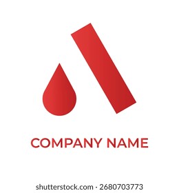 Un logotipo rojo moderno con una forma de A abstracta con un ícono de gota de lágrima en negrita.
