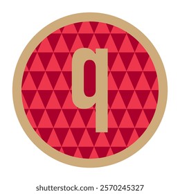 Modern Red Logo with Golden Border Featuring a Bold “q” Typography