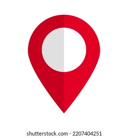 Modern red map pin icon. Location information. Vector.