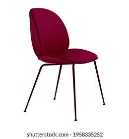 Modern Red Maroon Beetle Chair - Beetle Dining - Side Chair Vector Illustration 