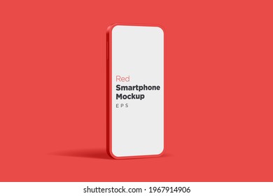Modern red mock up smartphone for presentation, information graphics, app display, standing view eps vector format.