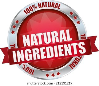 modern red natural ingredients sign