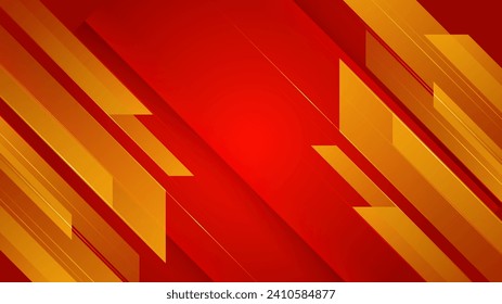 Modern red and orange abstract technology background with digital connection dots, hexagon, speed lights, and lines. Technology particles background. Technology digital hi tech concept background.