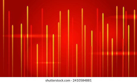 Fondo tecnológico abstracto moderno rojo y naranja con puntos de conexión digital, hexágono, luces de velocidad y líneas. Fondo de partículas de tecnología. Antecedentes del concepto de tecnología digital de alta tecnología.