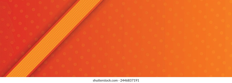 Modern red orange banner background. Yellow and orange gradient with circle halftone pattern curve wave decoration. Line style concept graphic design element for web, flyer, card cover,