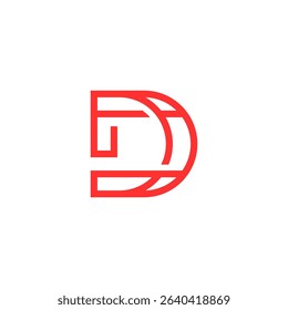 Modern Red Outline Letter D Logo Design