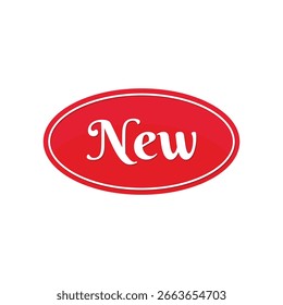 Modern red oval label flat design for branding and promotions