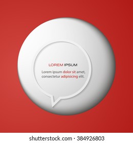 Modern red paper card with text banner vector template