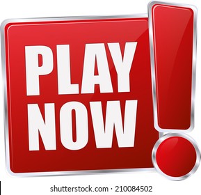 Modern Red Play Now Sign