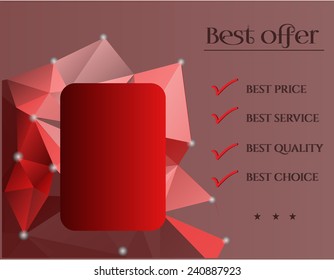Modern red poster, flyer, template - triangular background, text
