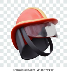 Casco protector rojo moderno del bombero con el escudo facial transparente