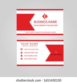 Modern red ribbon business card template Business card template design simple very easy to use for company or business.
