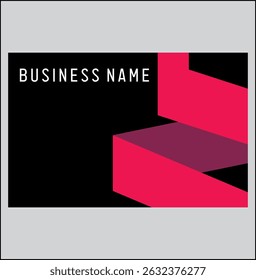 Modern red ribbon shape vector, business card design, black background.