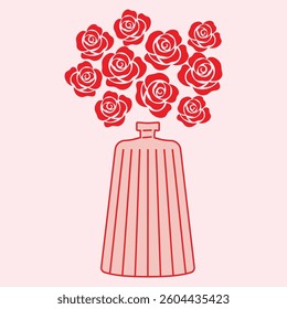 Modern Red Rose Bouquet in a Bottle illustration
