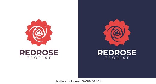 modern red rose logo premium template