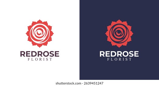 modern red rose logo premium template