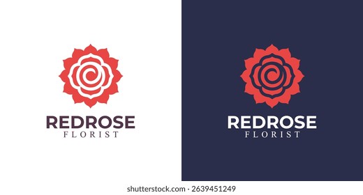 modern red rose logo premium template
