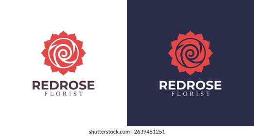modern red rose logo premium template